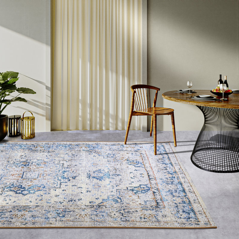 Kollektion 1767 Machine Woven Cream blue Rug, Rectangular 160 x 235cm