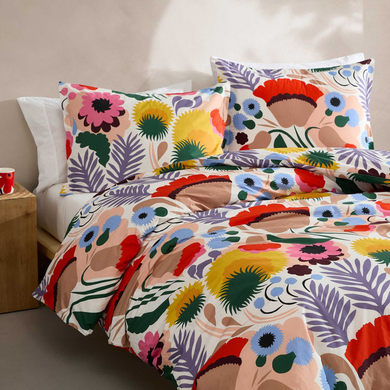 Marimekko Ojakellukka Cotton Duvet Cover Set, King Duvet Cover + 2 King Shams