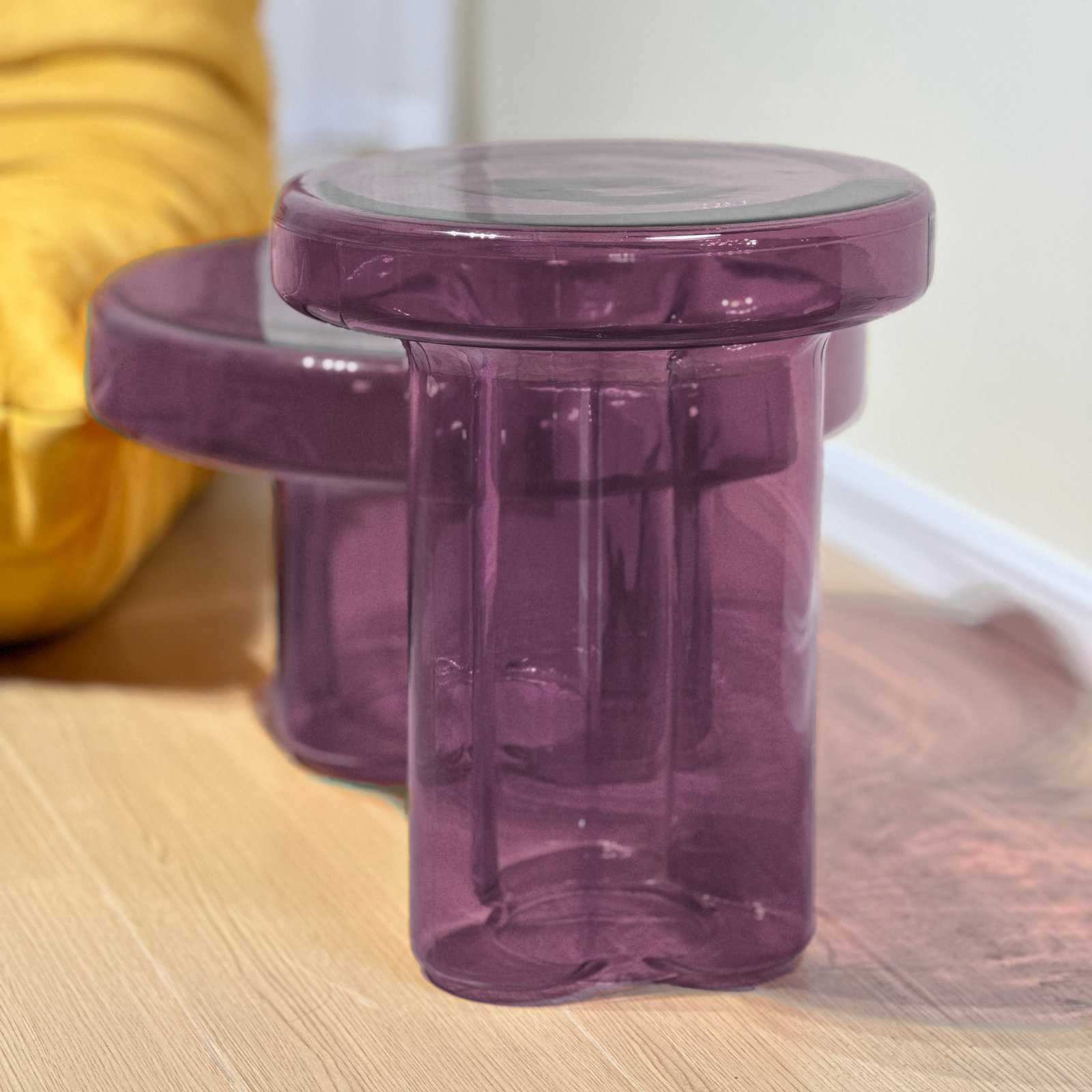 Glass End Table, Light Purple