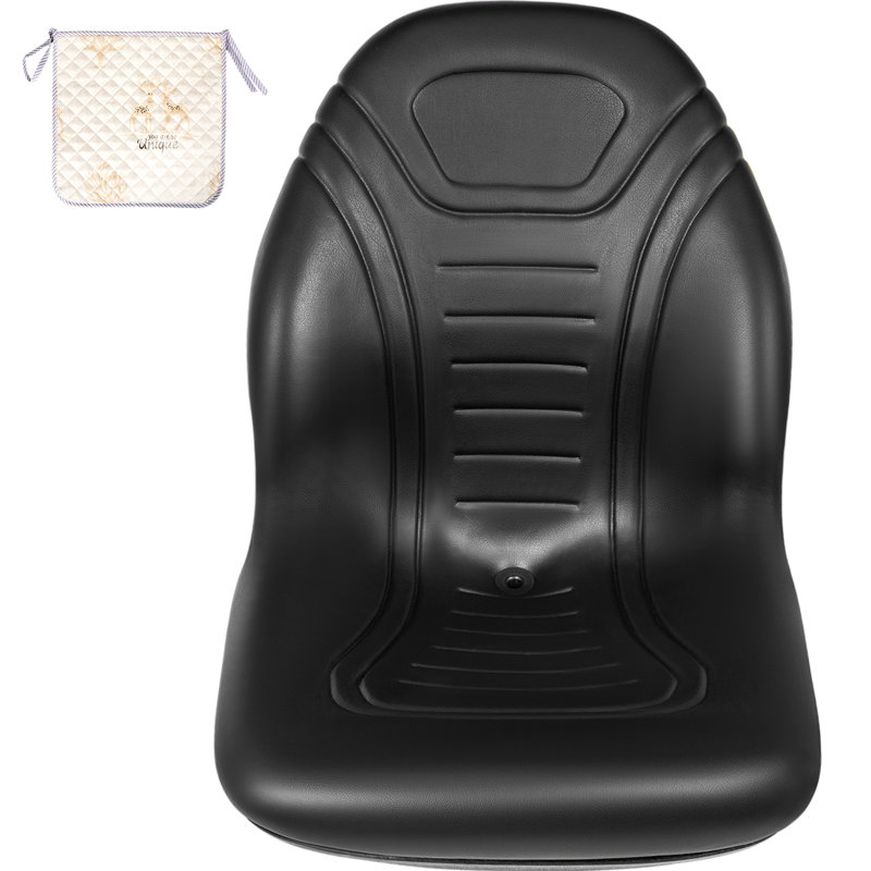 Remplacement du siège de tracteur de pelouse universel, siège de tondeuse à dossier haut compact, siège de chariot élévateur en vinyle noir, siège de bonde à trou de drain central avec boulons de fixation de 8 po x 11,5 po et 11,25 po x 11,5 po.