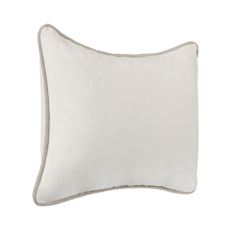 Harriet Cotton Throw Pillow, Rectangle 14"H x 20"W, Ivory