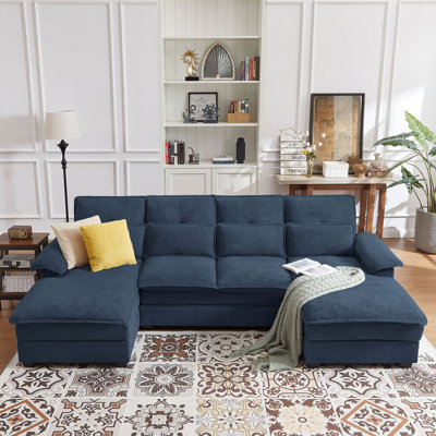 Canapé à double couche en forme de U 109,84 po avec coussins décoratifs