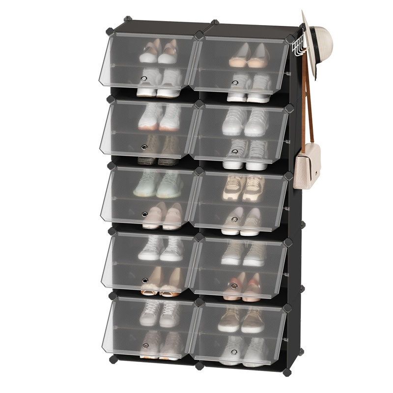 Rangement à 10 niveaux pour 40 paires de chaussures, armoire de rangement pour chaussures pour garde-robe, Noir