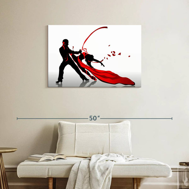 Danseurs de tango passionnés sur toile, H 24 po x l 36 po x P 1,25 po