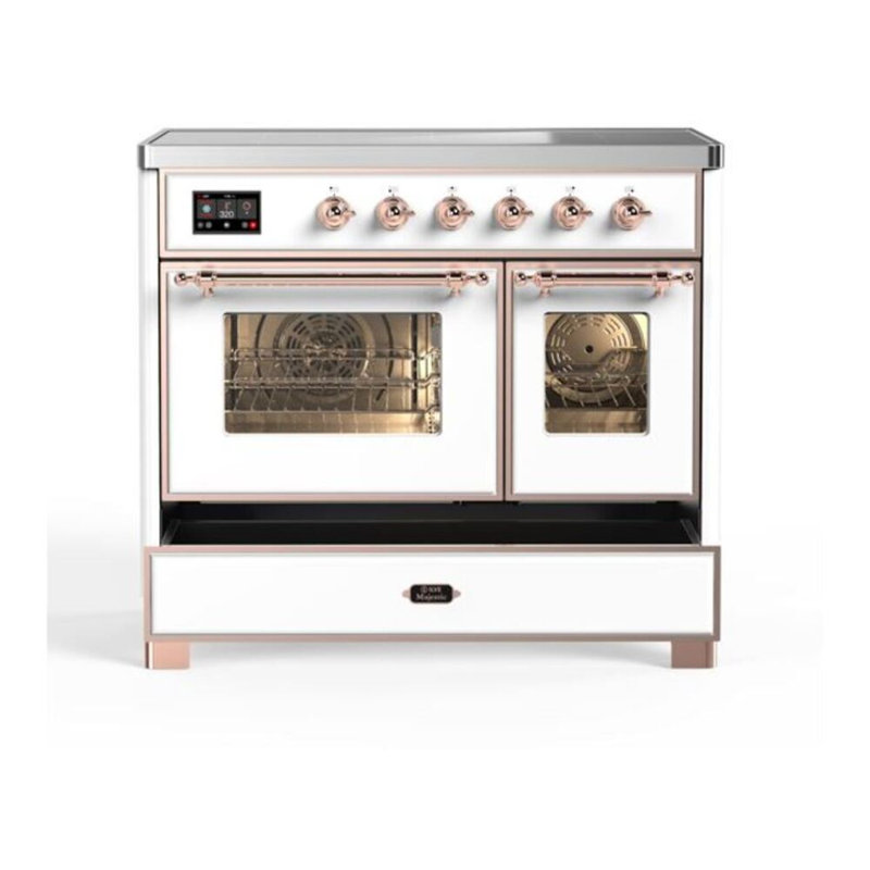 Majestic II 40" Freestanding Induction Range, White/Copper