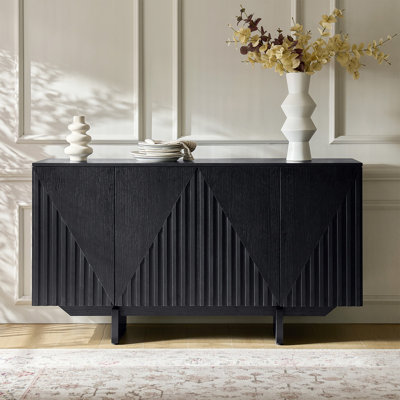 Adamo Modern 58"W 4 Door Fluted Sideboard with Adjustable Shelves