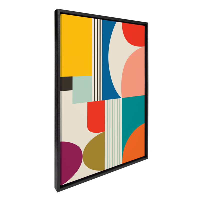 «Mid Century Modern Pattern» par Rachel Lee, 3 oiseaux, reproduction d'art sur toile encadrée, H 33 po x l 23 po, Noir