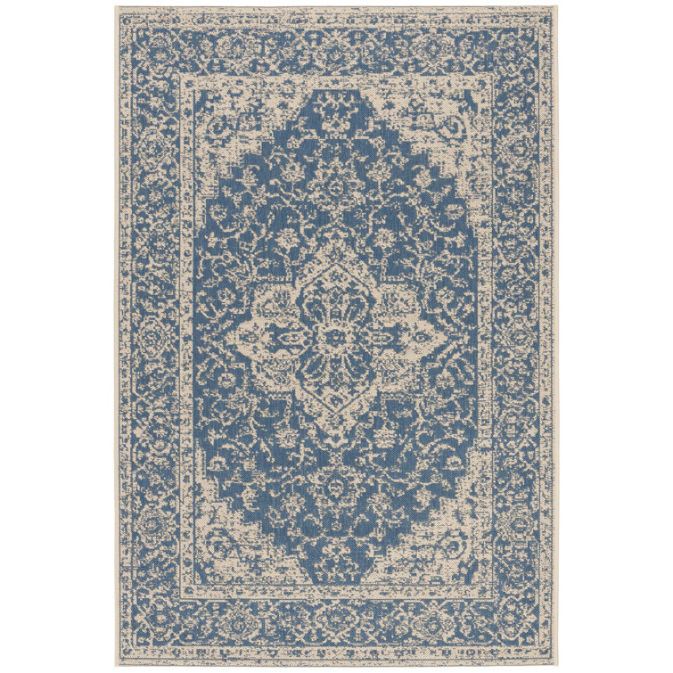Danya Blue/Cream Indoor/Outdoor Area Rug