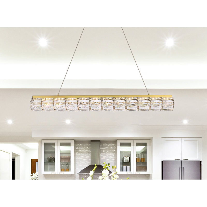Luminaire suspendu linéaire pour îlot de cuisine Ultan, H 4 po x l 36 po x P 4 po, Doré