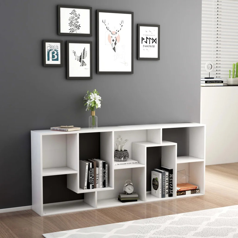 161cm H x 67cm W Geometric Bookcase, White