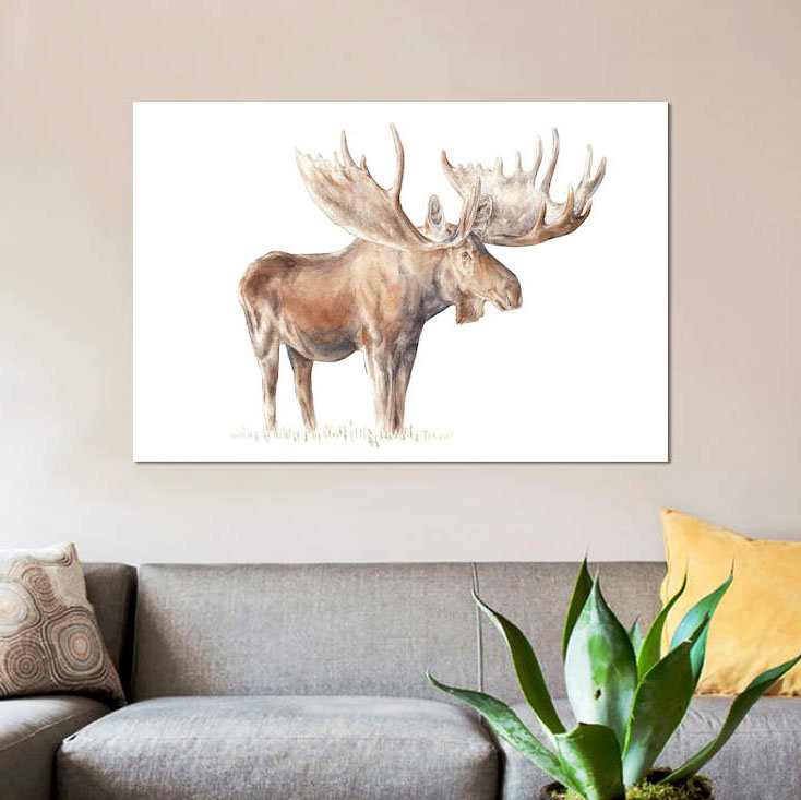 " Moose " by Wandering Laur, 12" H x 18" W x 1.5" D, Wrapped Canvas, No Mat