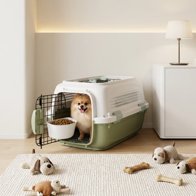 18" Airline Approved Pet Carrier, Hard-Sided Small Dog & Cat Travel Crate with Two-Way Door, for Pets Up to 10 lbs