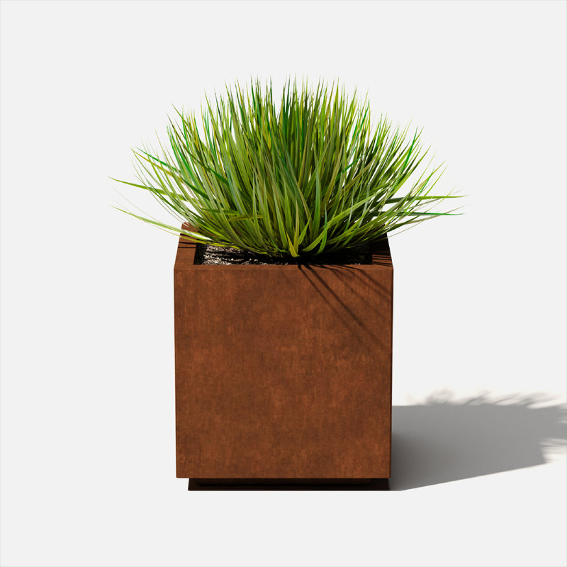 Bac à fleurs cubique en acier Corten Series, H 18 po x l 17 po x P 17 po