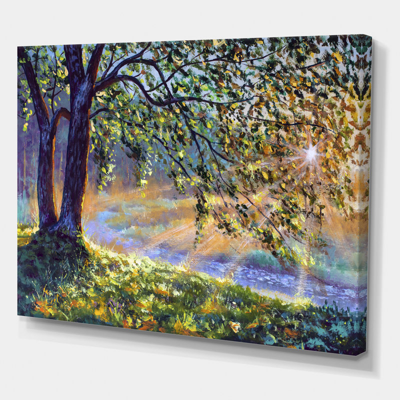 Arbre par les premiers rayons du soleil de l'après-midi - reproduction d'art sur toile, H 36 po x l 46 po x 1,5 po