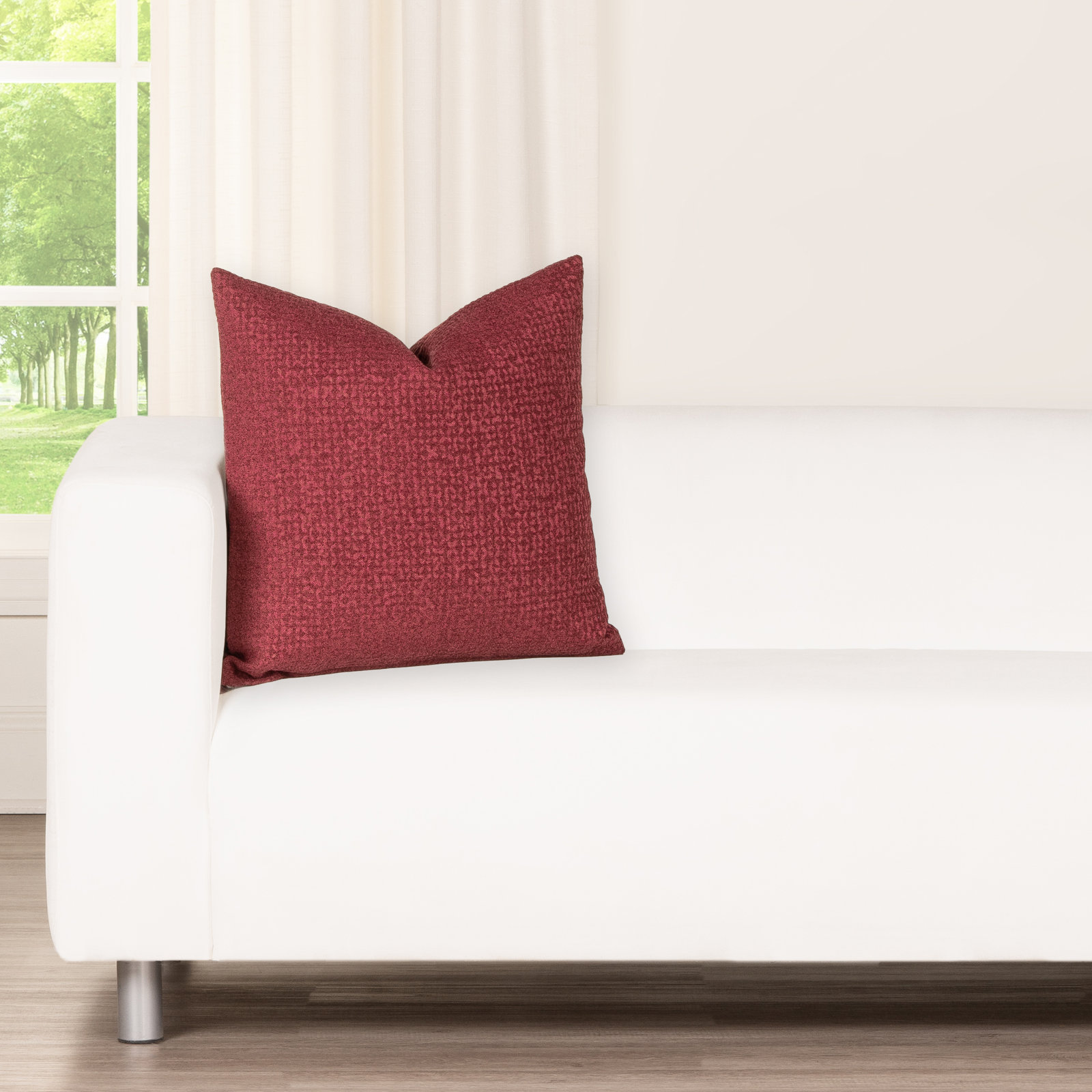 Nimbus Geo Accent Pillow, Feather, Red