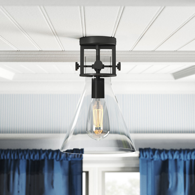 Borgen Glass Semi Flush Mount, Matte Black