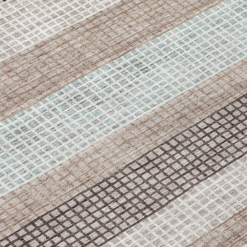 Machine Washable Indoor/Outdoor Xhevrie Taupe Rug, Runner 2'3" x 7'6"