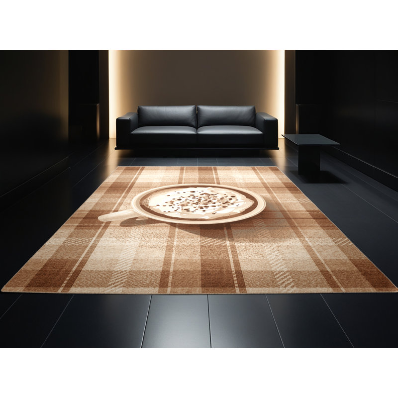 Soft Plush Feliz Christmas Modern & Contemporary Abstract Area Rug in Beige – Beige Binding, 2x4