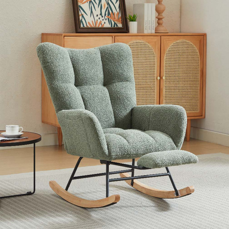 Teddy Fabric Rocking Chair, Green