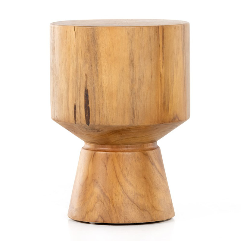 Jovie Outdoor Round Teak Side Table, Natural
