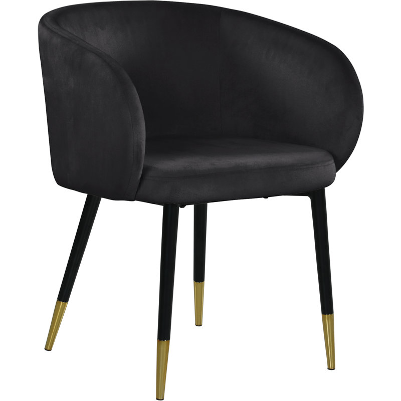 Fauteuil rembourré en velours Analeah, Velours noir