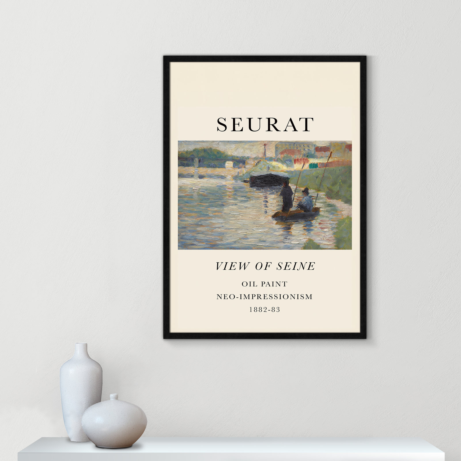 View Of Seine by Georges Seurat, No, Black Single Picture Frame, 35.5" H x 25.5" W x 0.75" D