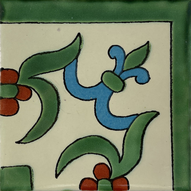 4.2" x 4.2" 9pcs TalaMex Liz Corner Talavera Mexican Tile