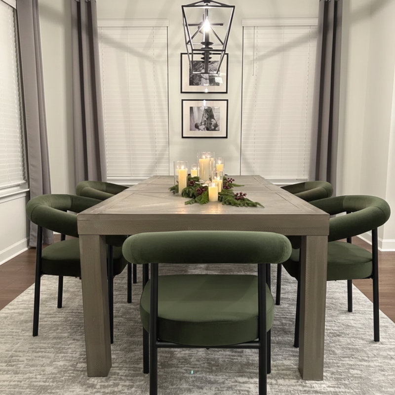 Chaise rembourrée moderne avec accoudoirs courbés, Velours vert