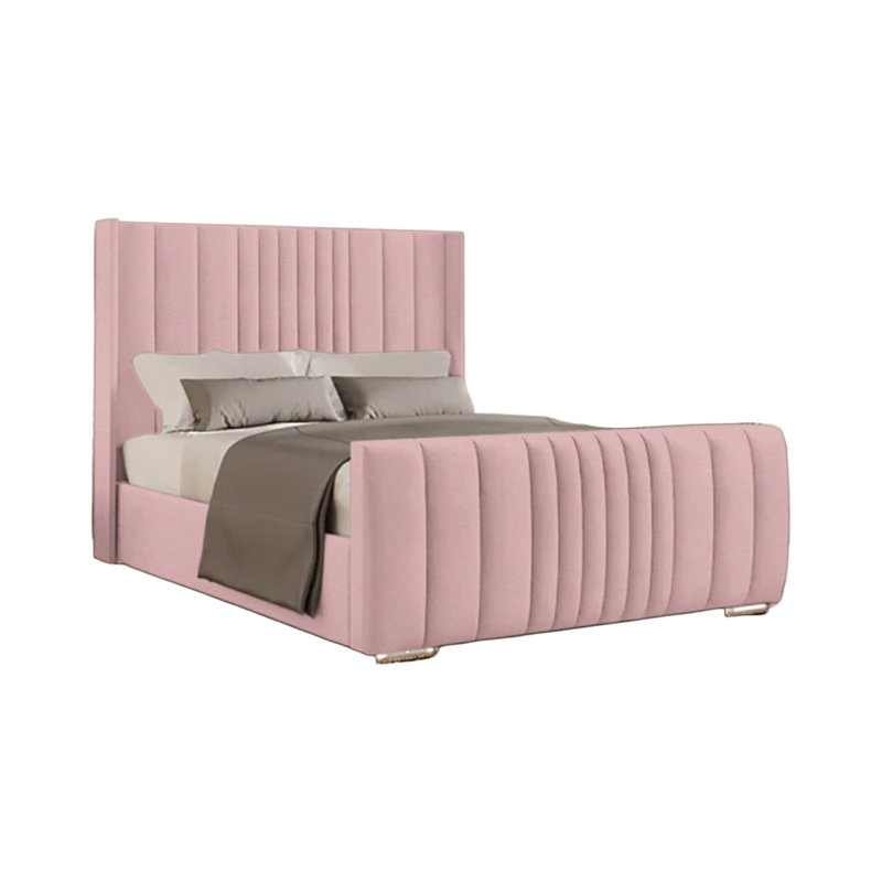 Schwamm Upholstered Bed Frame, Double (4'6), Pink