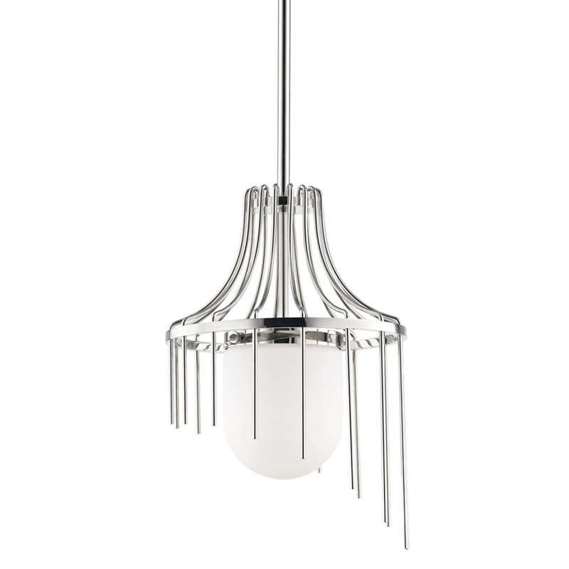 Kylie 1 - Light Unique/Statement Pendant, Polished Nickel, 27.25" H x 16" W x 16" D