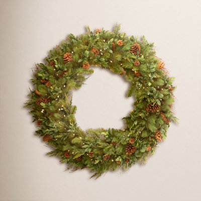 48" Pre-Lit Pine Wreath