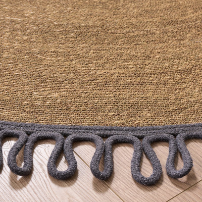Natural Fiber Braided Bamboo Slat / Seagrass; Cotton No Pattern Indoor Rug