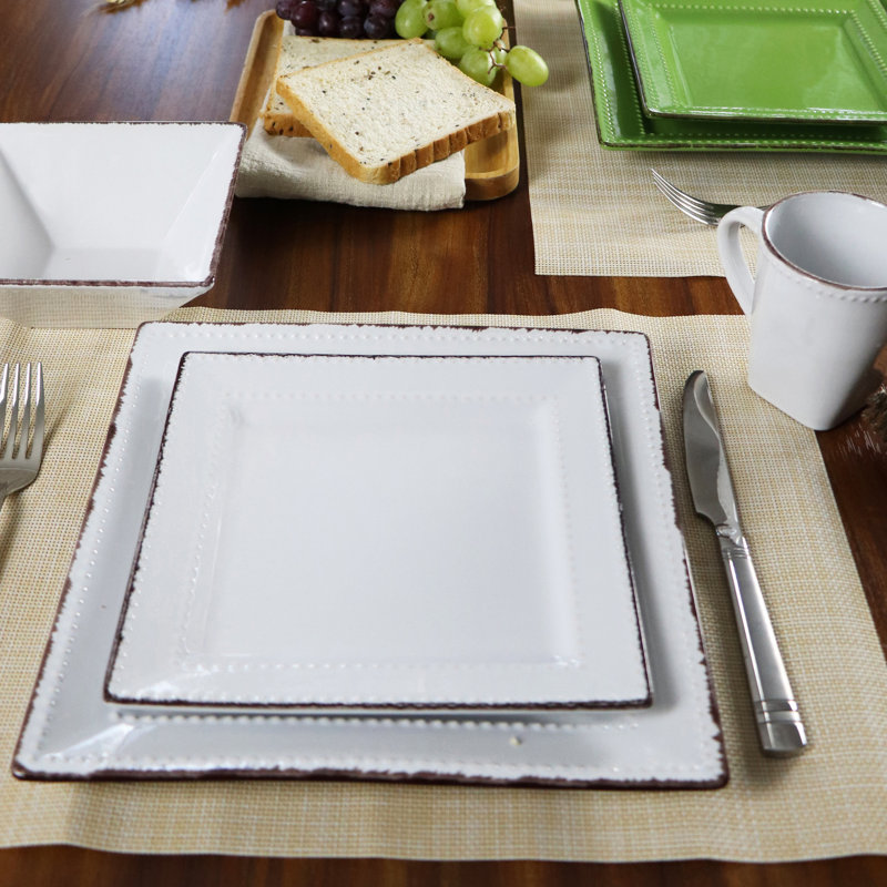16 Piece Stoneware Dinnerware Set - Service for 4, White