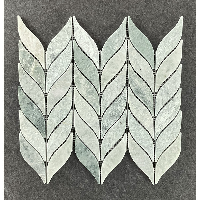 Leaf Pattern Marble Novelty Mosaic Tile, Green