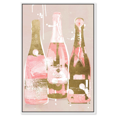 Drinks and Spirits Blush Champagne Bottles, impression sur toile
