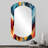 Urban Geometry Multicolor Chevron Pattern - Chevron Asymmetrical Unique Wall Mirror Decor, Yellow Cylinder Large Mirror, Printed Metal Art-817863464