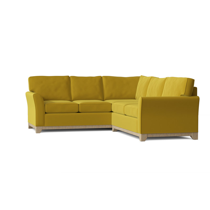 Canapé modulaire en coton de 108 po de largeur Bevins, Accoudoir à droite (vu de face), Blé, Acajou