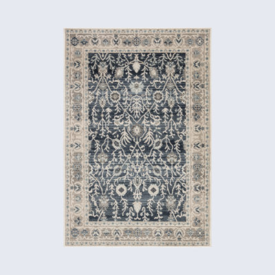 Tapis bleu foncé/gris clair oriental Philbrick