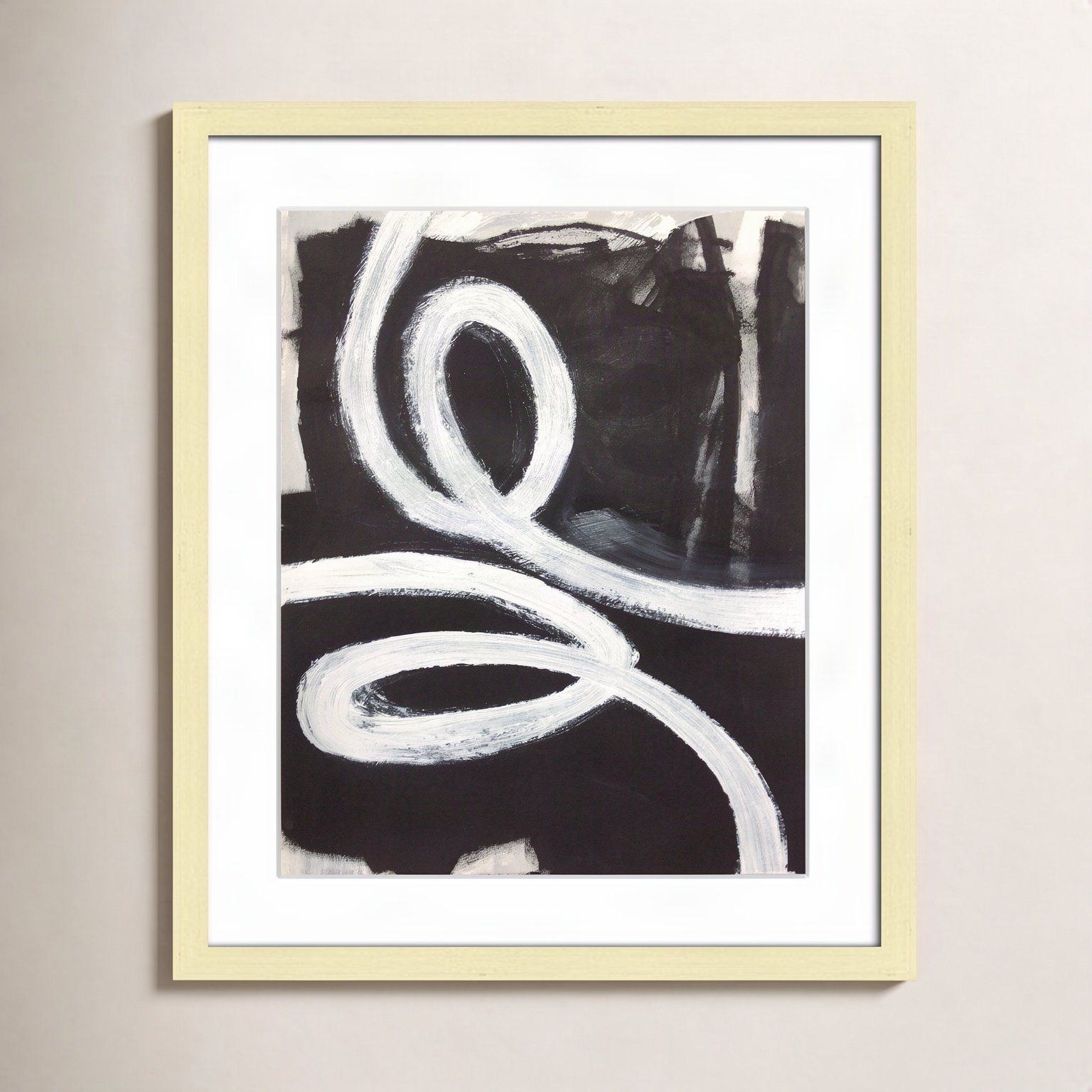 Swirly Swirls I Print, 19" H x 16" W x 0.75" D, Gold Matted Picture Framed