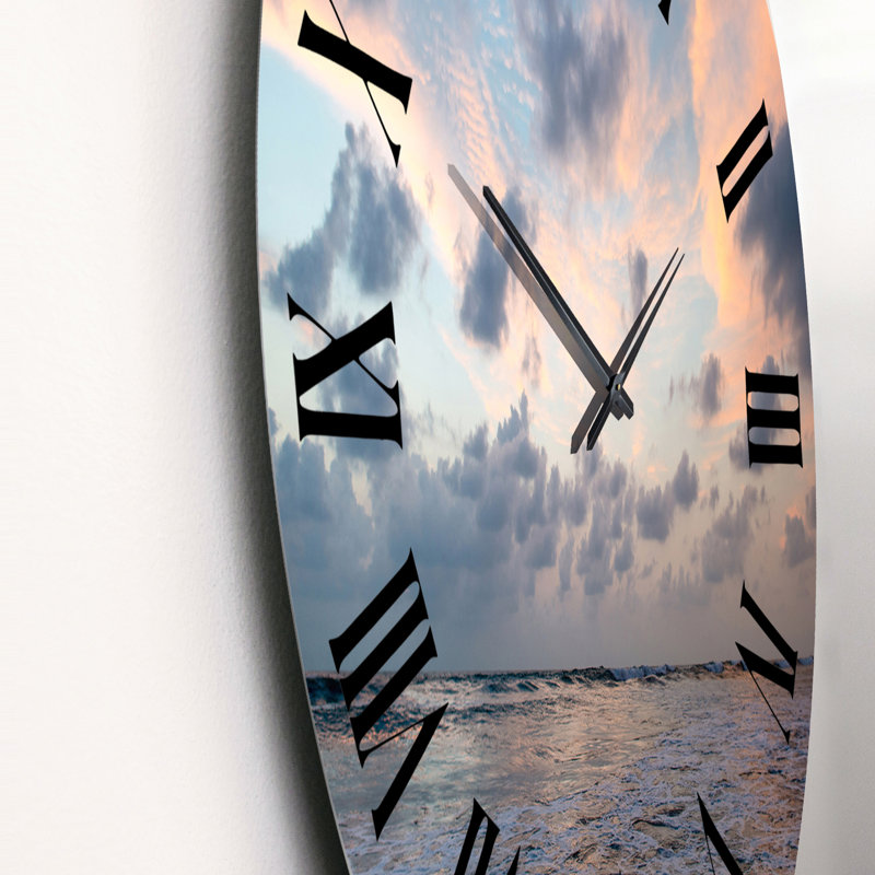 Horloge murale nautique et côtière Sunset Sky Over Calm Sea I, Grand