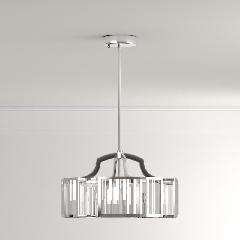 Luminaire suspendu semi-encastré convertible en nickel satiné à 4 lumières Everly Quinn 443F8AF3F9FA466185B60A294298C8D6