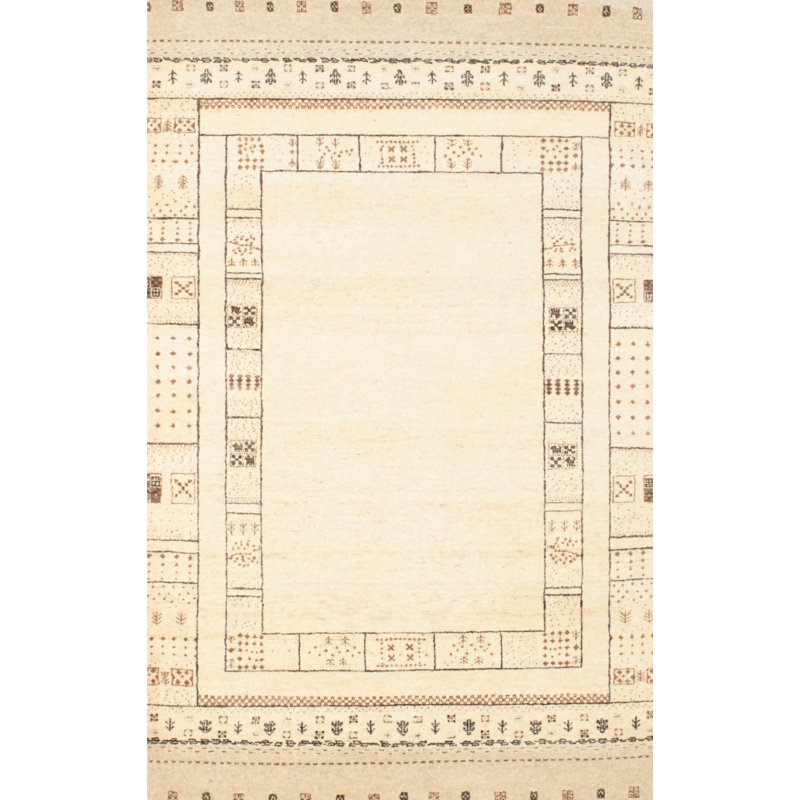 Tapis contemporain crème / brun, Rectangle 8 pi x 12 pi