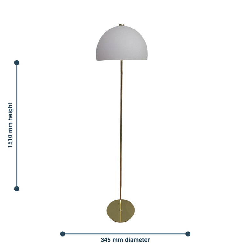 Borkoski 151cm Polished Brass Plate Traditional Floor Lamp