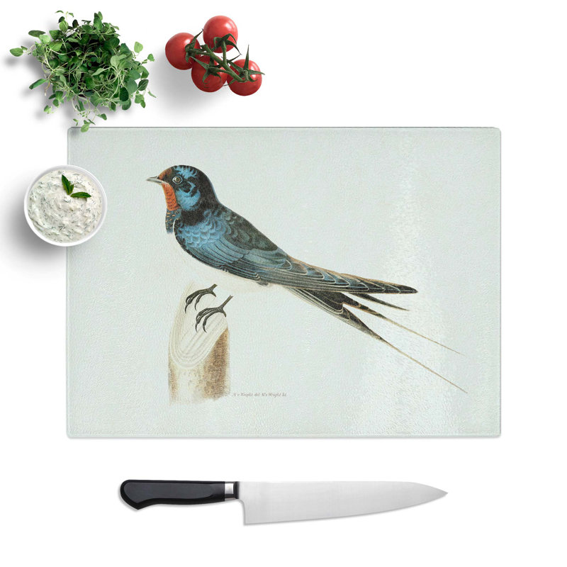 Glass Male Barn Swallow by Von Wright Chopping Board, 39 cm W x 28.5 cm L