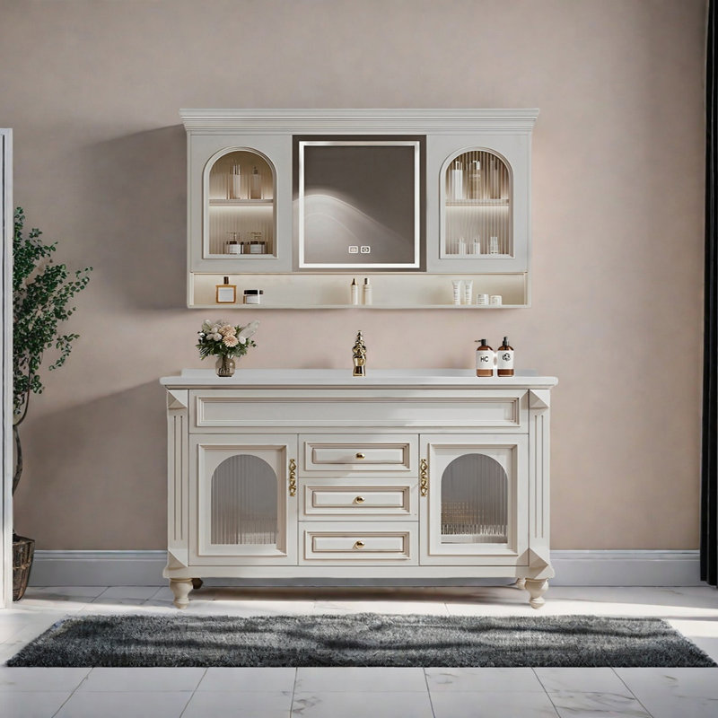 American retro style rest room bathroom cabinet, 31.49" H x 55.51" W x 19.68" D