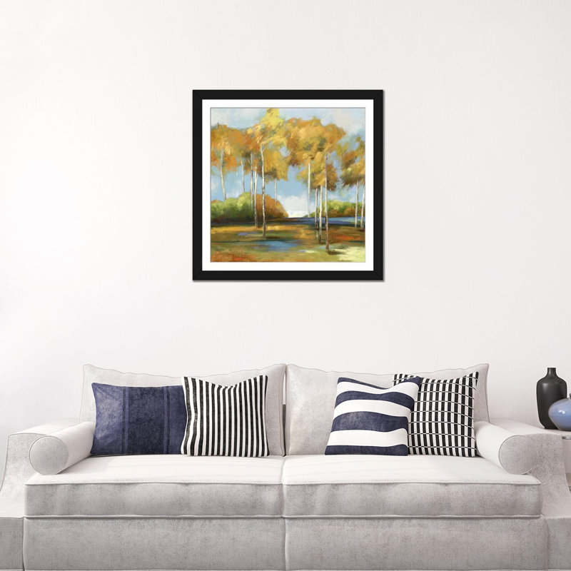 « aéré birches », impression sur toile, H 18 po x l 18 po x P 1,5 po, Toile avec cadre noir, Pas de tapis