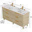 Meuble-lavabo de salle de bain autoportant avec 6 tiroirs