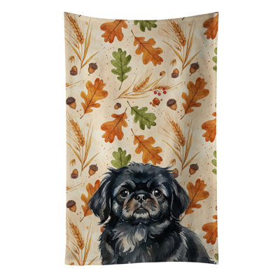 Black Pekingese Heirloom Fall Kitchen Towel