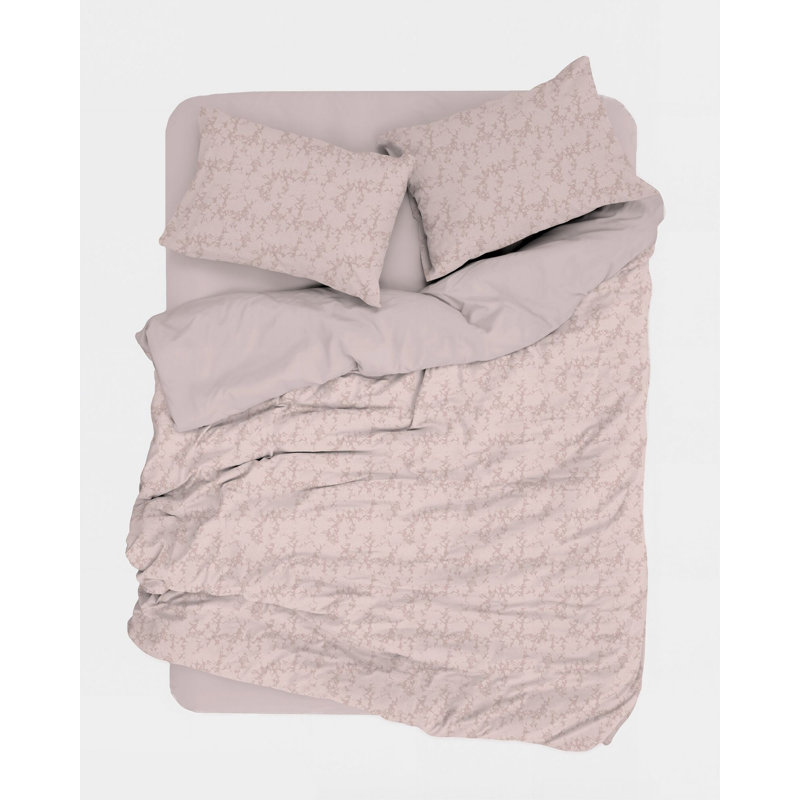 Nuit Des Reves QuiltCoverSets Cotton Blend Duvet Cover Set, Double Duvet Cover Set + 2 Pillowcases, Light Pink Abstract