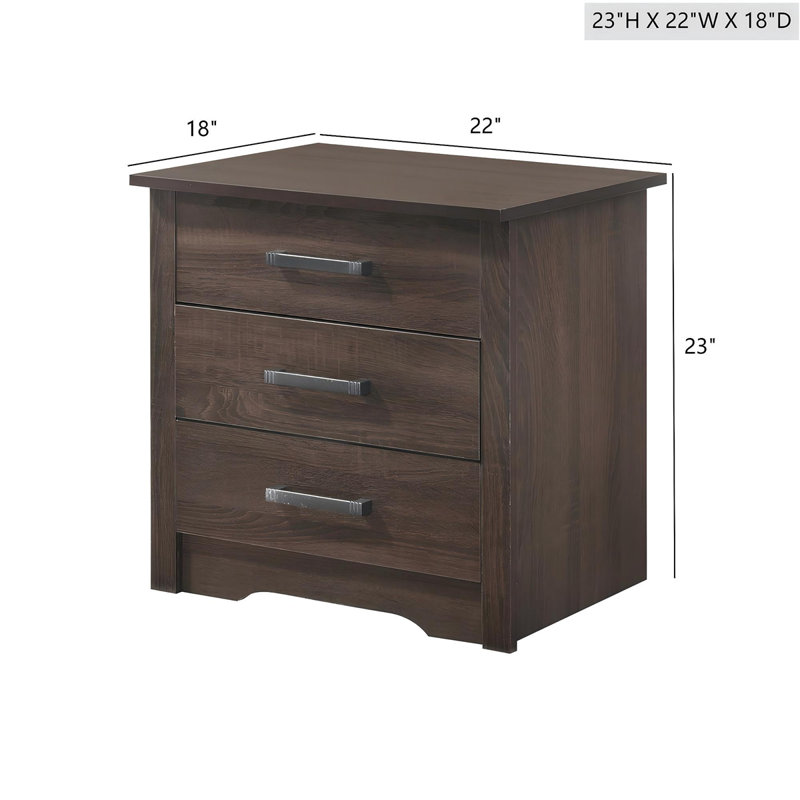 Sandle Wood Contemporary Nightstand, Brown